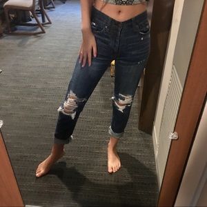 vintage hi rise distressed jeans